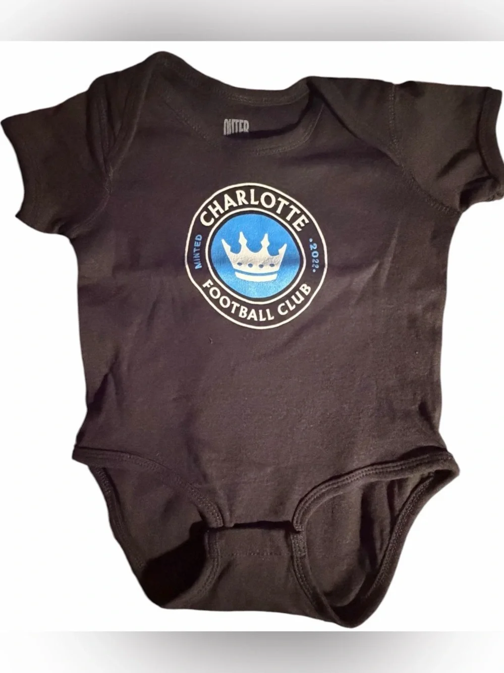 Charlotte FC baby bodysuit size 6-9 months Black MLS Soccer